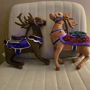 Set Of 2 Vintage Applause Enchanted Plush Reindeer